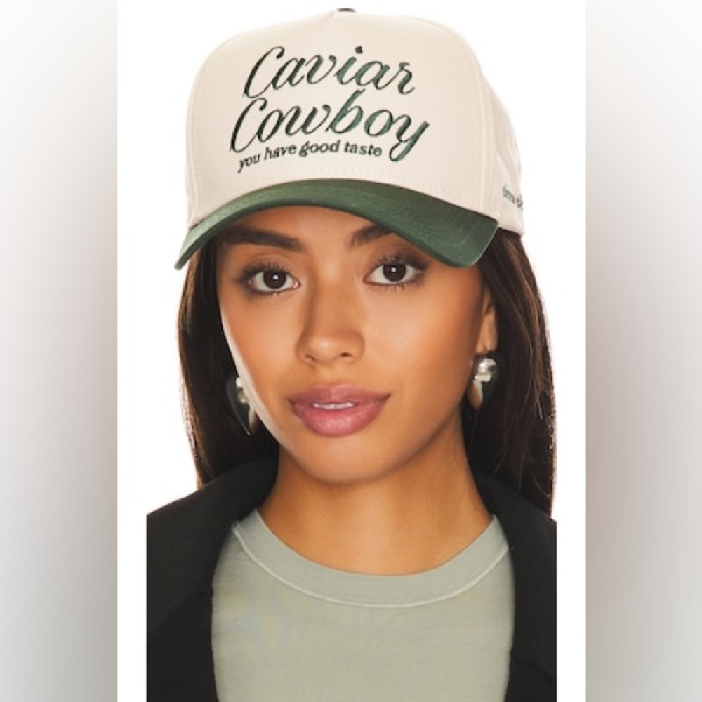 Caviar Cowboy Green and Cream Hat